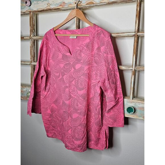 Icantoo Pink Lightweight Tunic with abstract doodle design size Large - Picture 5 of 10